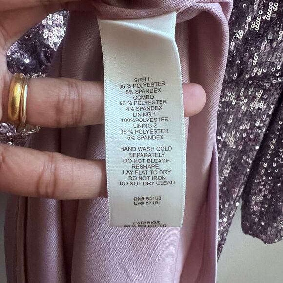 NWT Eliza J Sequin Blouson Sleeve Rose Gold Midi Cocktail Dress Size 6 - Picture 7 of 8